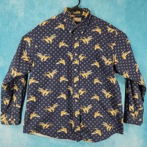 Natural Issue Men's DUCKS Themed Long Sleeve Button Down Shirt, Size Large